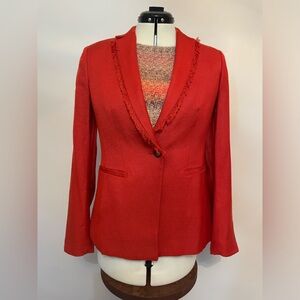 Banana Republic red orange blazer with fringe lapel